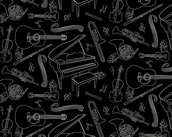Making Music - Music Etchings Black