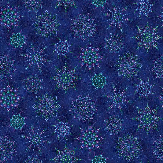 On Dragonfly Wings - Beaded Medallion Dark Blue