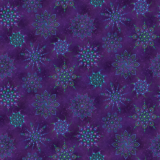 On Dragonfly Wings - Beaded Medallion Dark Purple