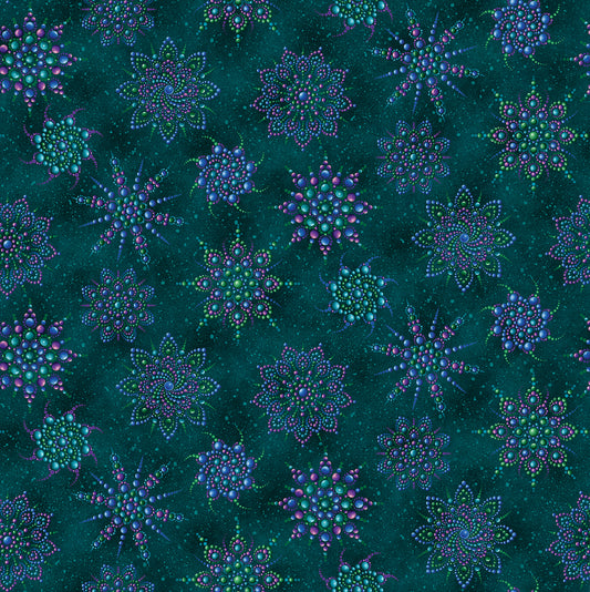 On Dragonfly Wings -Beaded Medallion Dark Teal