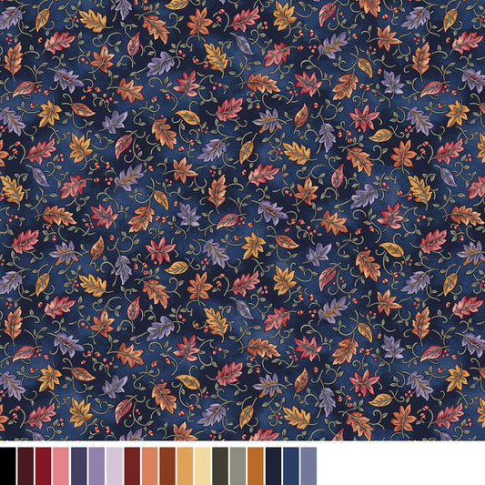 Autumn Breeze - Dancing Leaves Navy