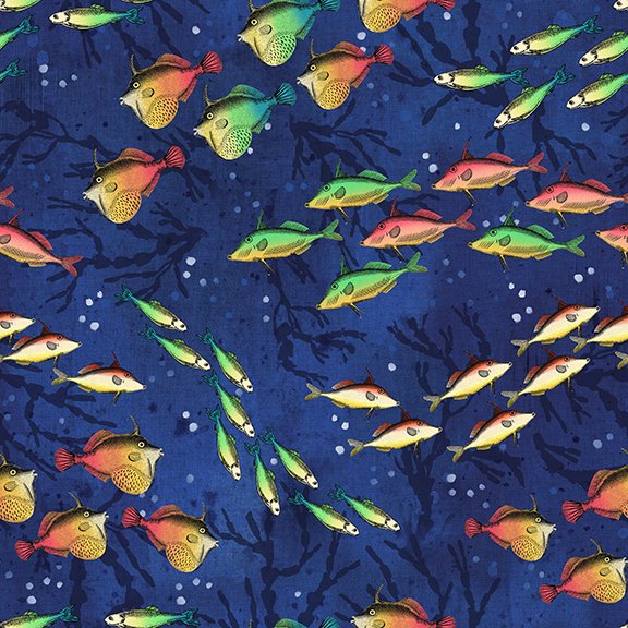 Cotton Fabric, Blank Company Fabric, Sewing, Ocean Fabrics, Sea of Blues, Starfish, Jellyfish, Turtles, Seahorses, Coral, Seashells, Fabric,