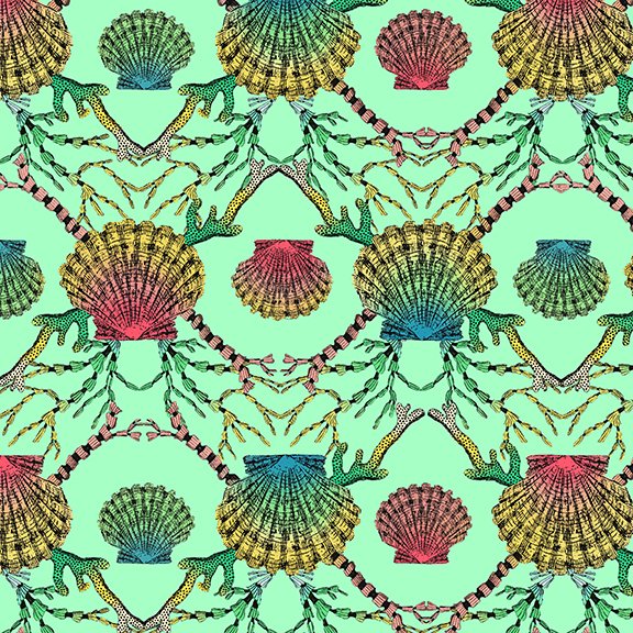 Cotton Fabric, Blank Company Fabric, Sewing, Ocean Fabrics, Sea of Blues, Starfish, Jellyfish, Turtles, Seahorses, Coral, Seashells, Fabric,