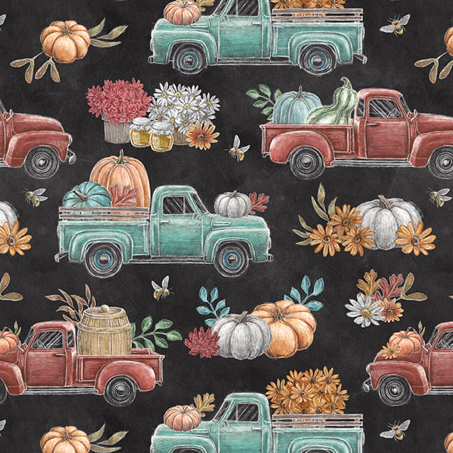 Late Summer Harvest - Trucks with Pumpkins