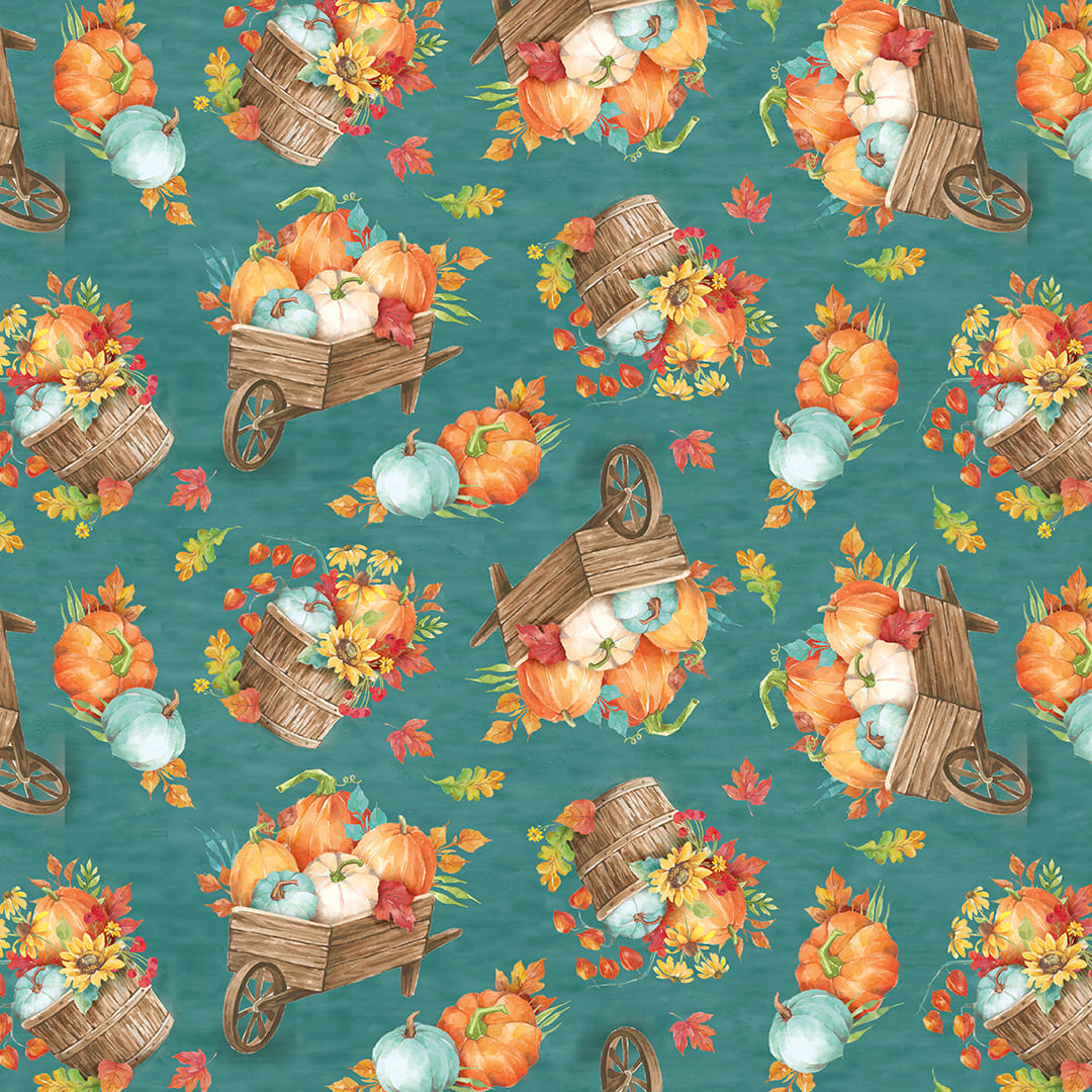 Autumn Blessings - Autumn Wheelbarrows & Cornucopias