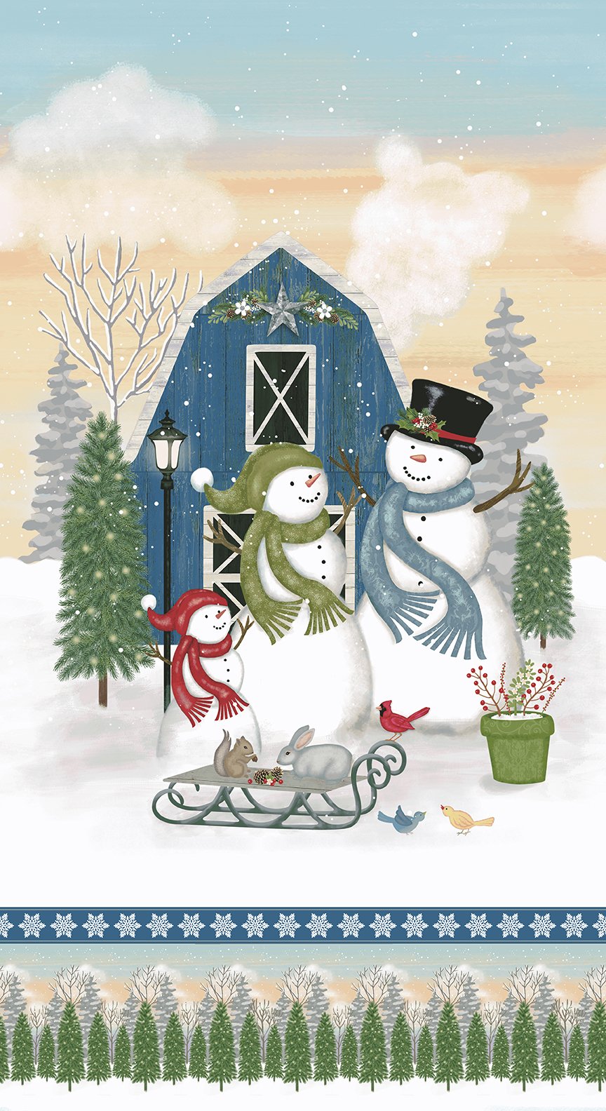 Snowman's Dream Cotton Fabric Line, Studio e fabrics, Snowman, Winter time, Cotton fabrics, Quilting Cotton, Sharla Fults, Cotton fabrics at Boxer Craft House, Panel