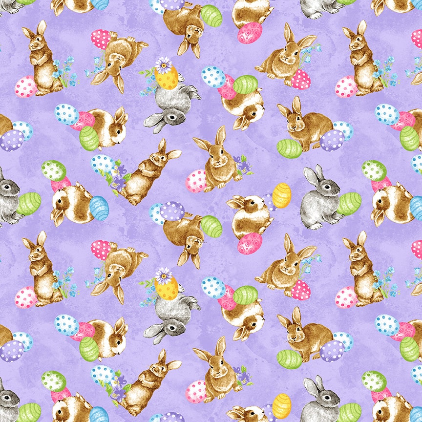 Spring Is Hare - Tossed Bunnies Purple