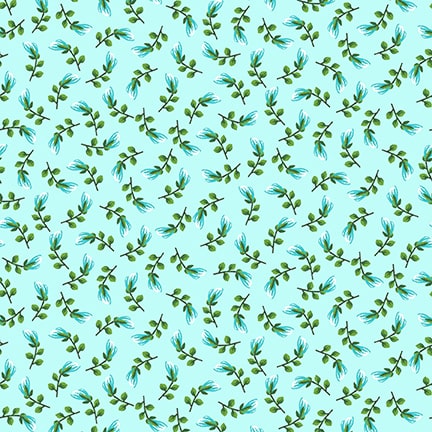 Splendid Path - Ditsy Leaf Aqua