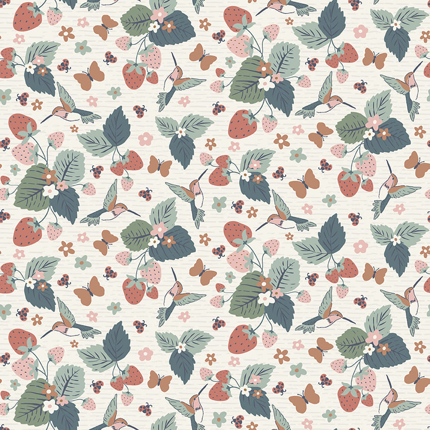 Garden Party - Hummingbird Berries Cream/ Multi
