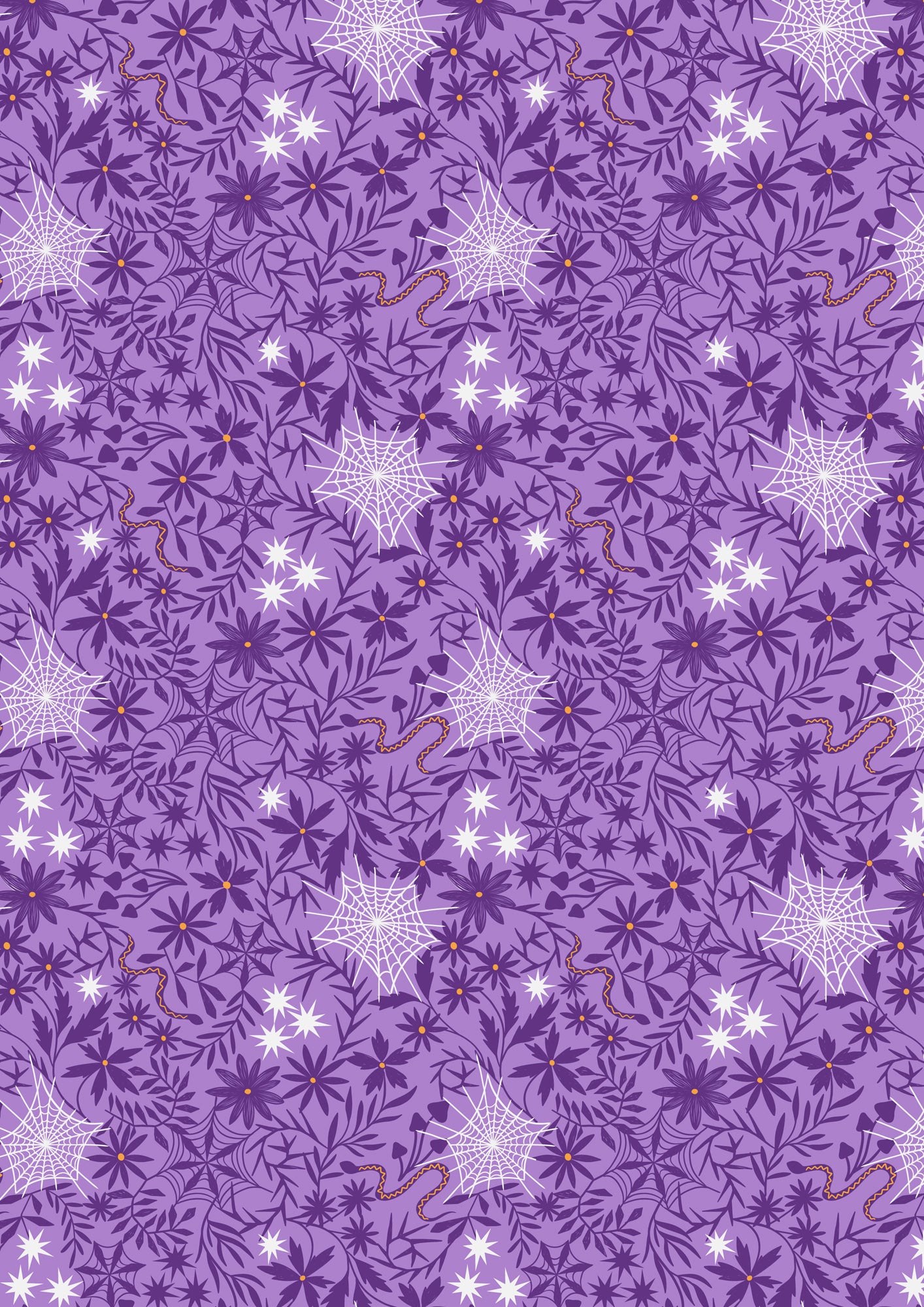 Witchy Woods - Floral Cobwebs on Light Purple Glow in the Dark