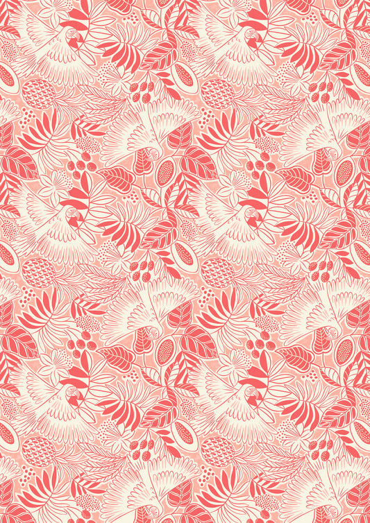 Paradise - Paradise Parrots on Coral Red