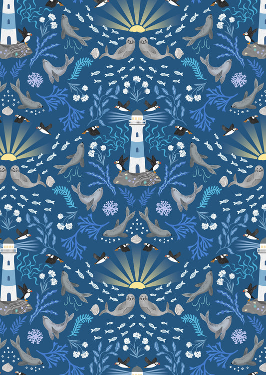 Puffin Rock - Lighthouse on Dark Blue