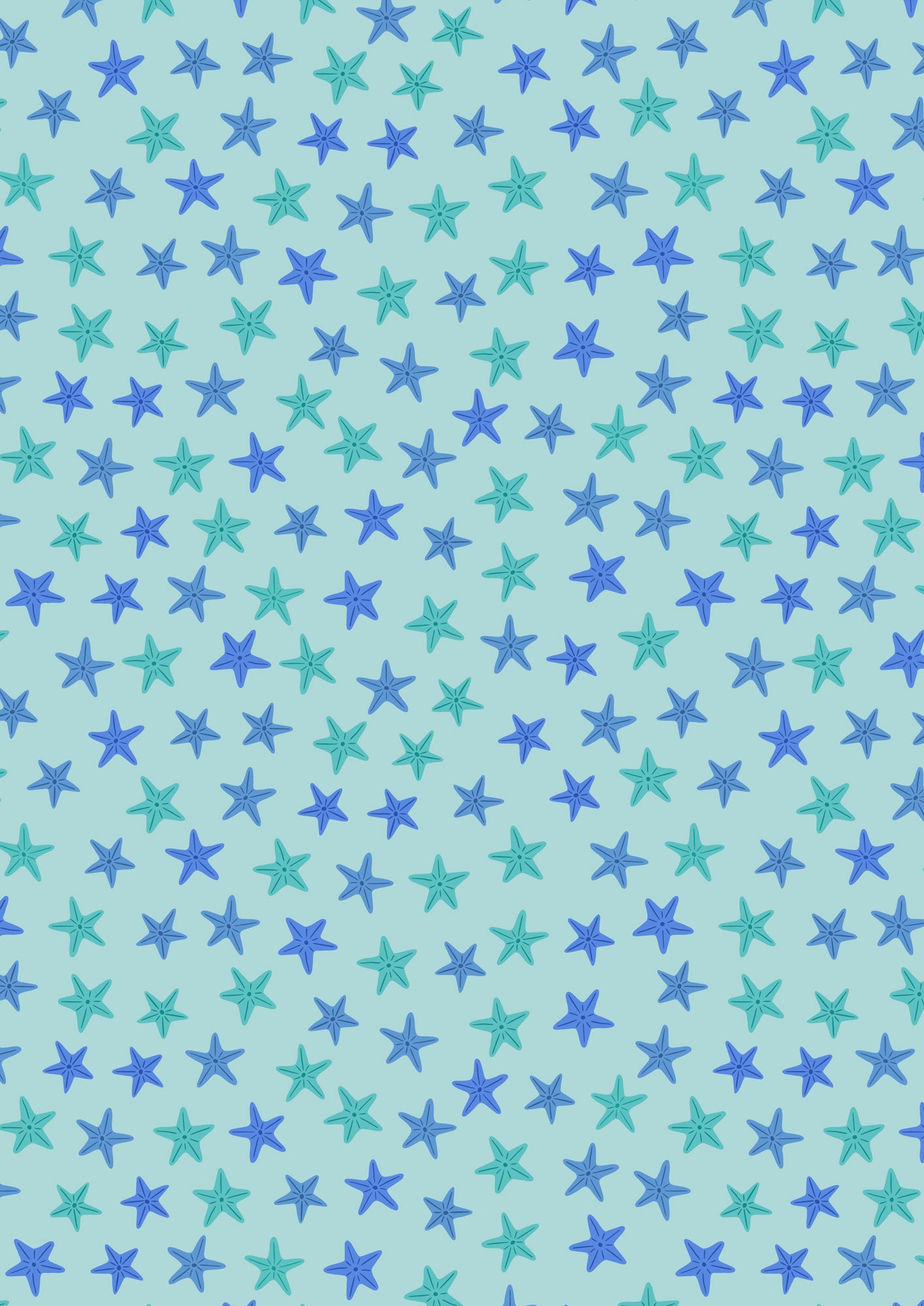 Puffin Rock - Aqua Starfish on Sea Green