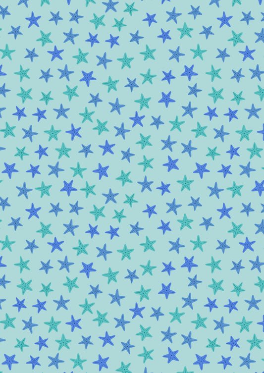 Puffin Rock - Aqua Starfish on Sea Green