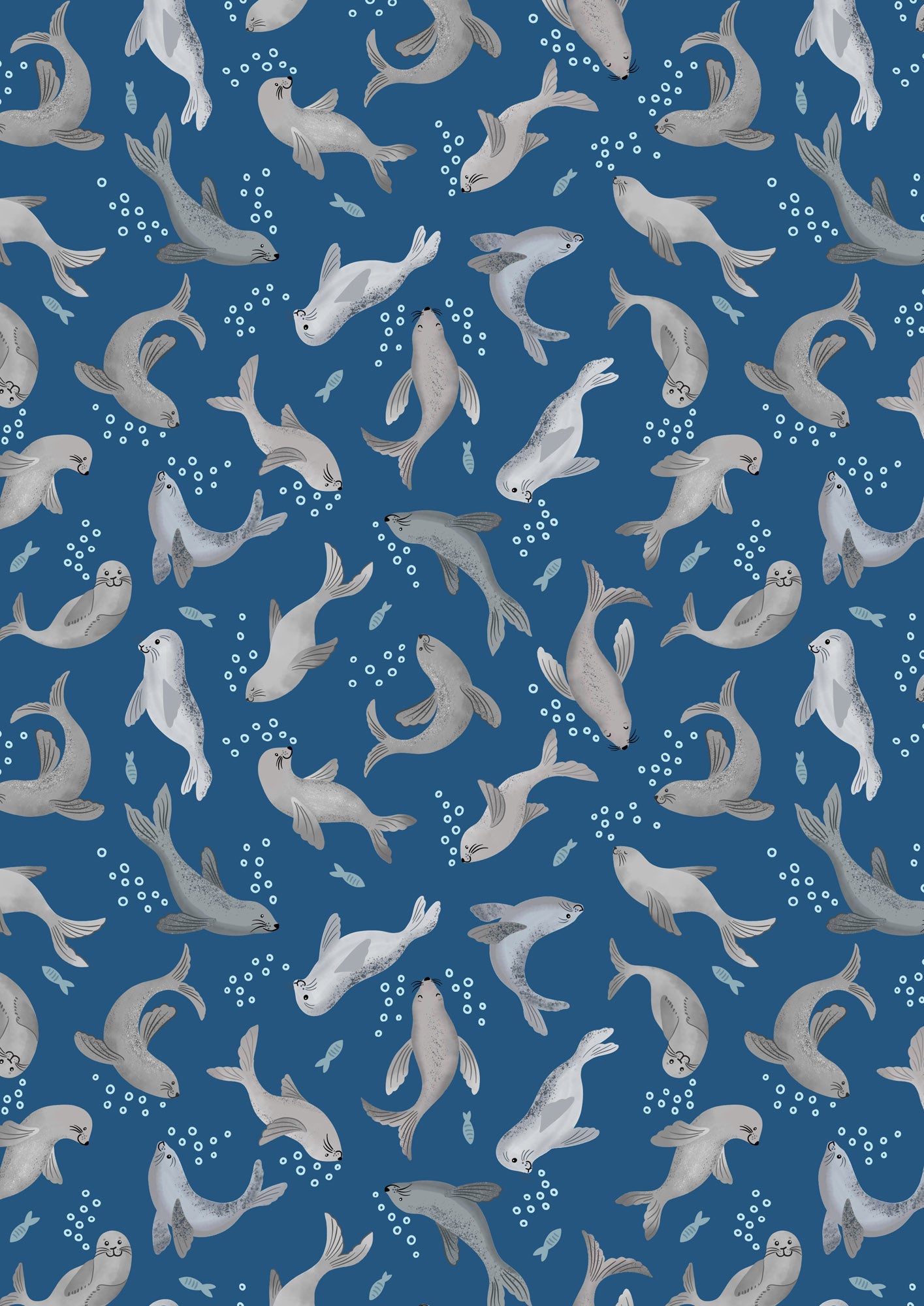 Puffin Rock - Seal Bubbles on Dark Blue
