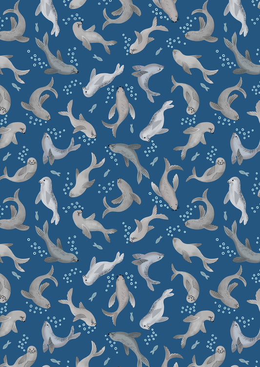 Puffin Rock - Seal Bubbles on Dark Blue