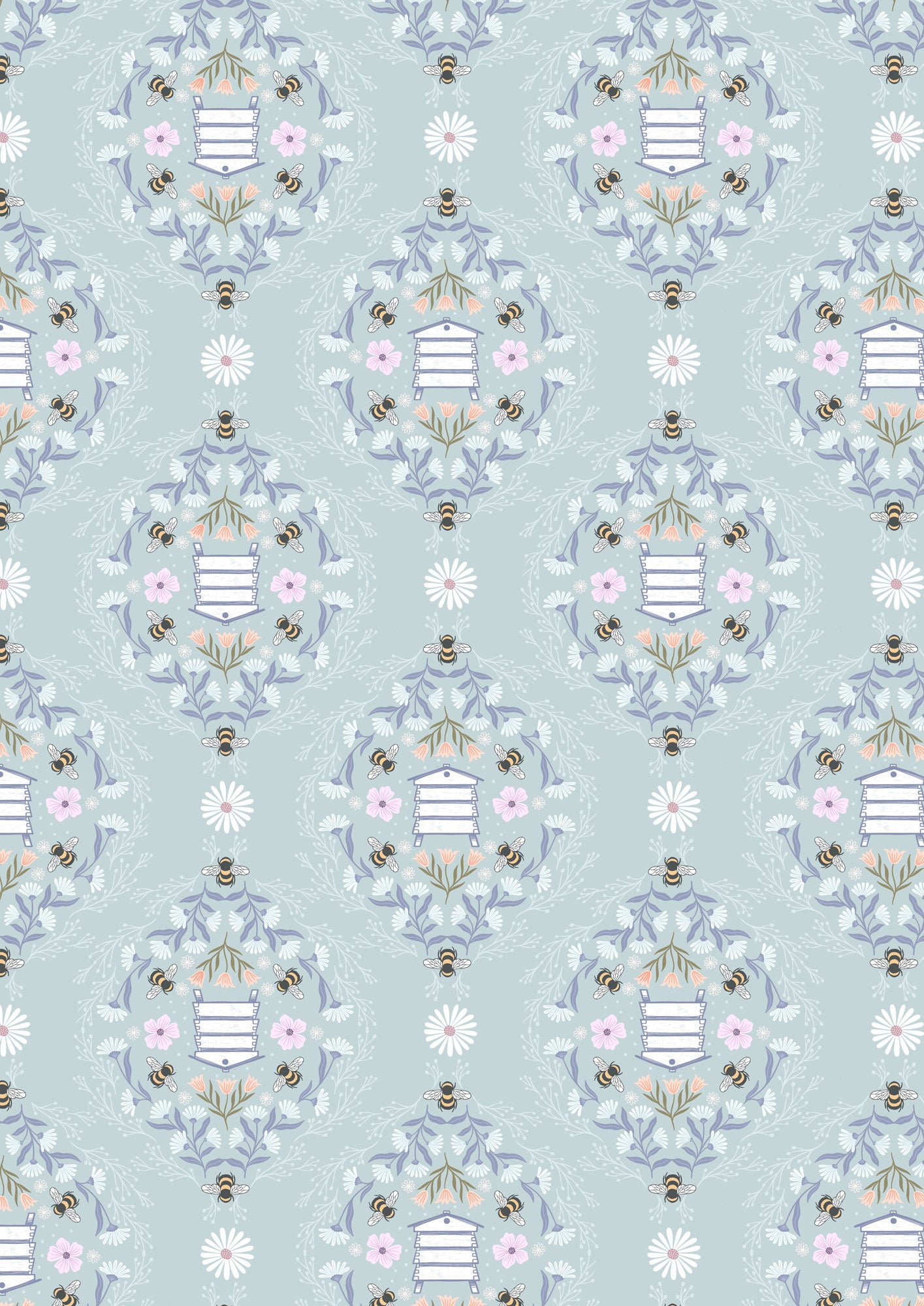 Honey Sweet - Honey Sweet Bee Hives On Soft Blue