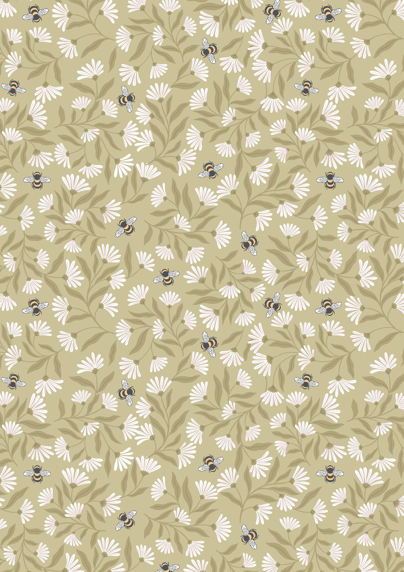 Honey Sweet - Honey Sweet Bees On Sage Green