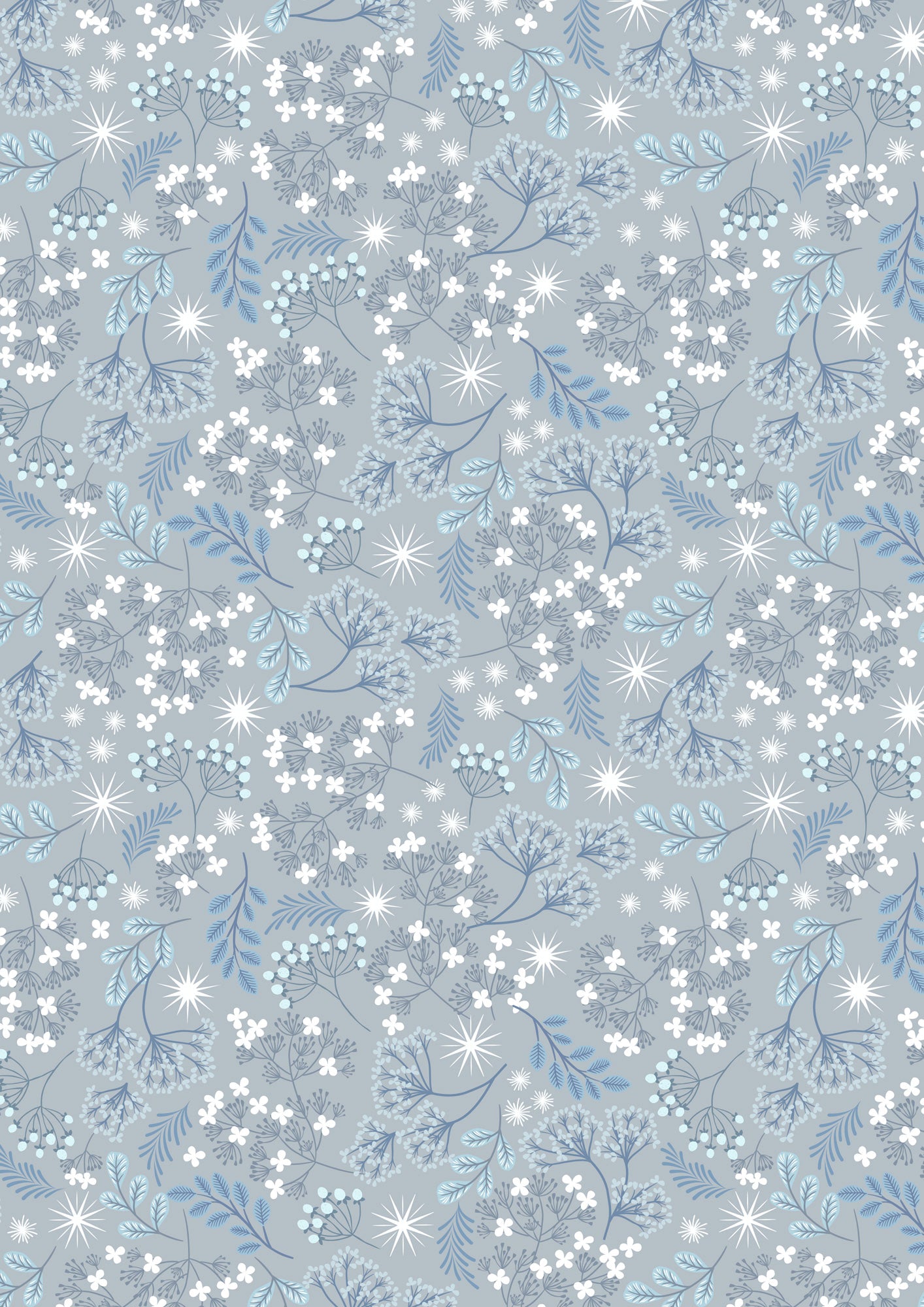 A Winter's Moon - Frosted Foliage on Grey with Pearl