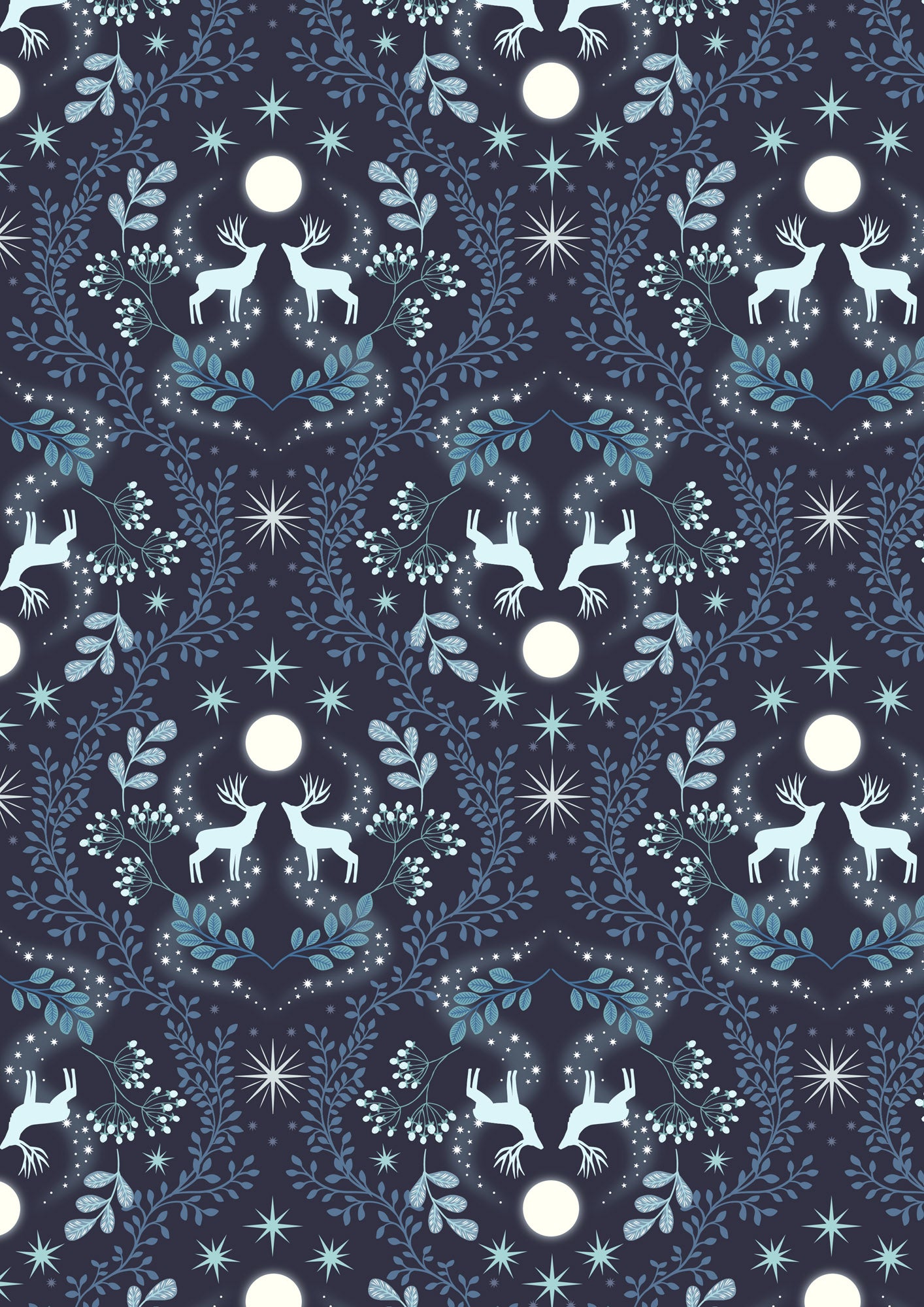 A Winter's Moon - Winters Moon Stag on Midnight Blue with Pearl