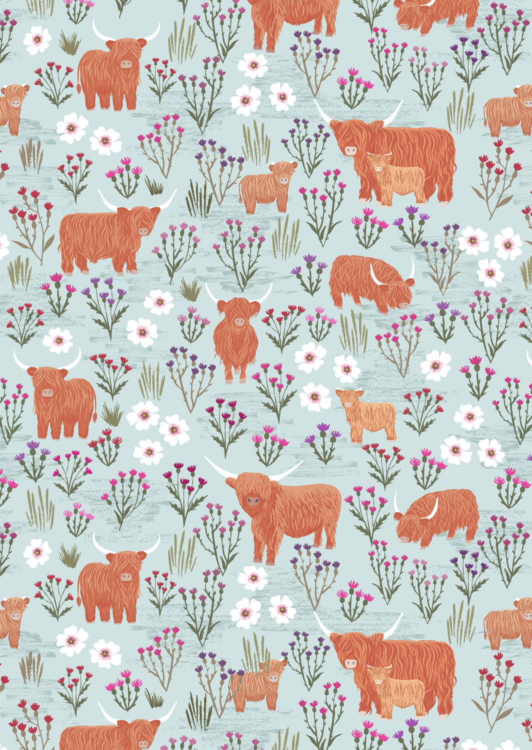 Summer Meadow Highland on Breezy Blue