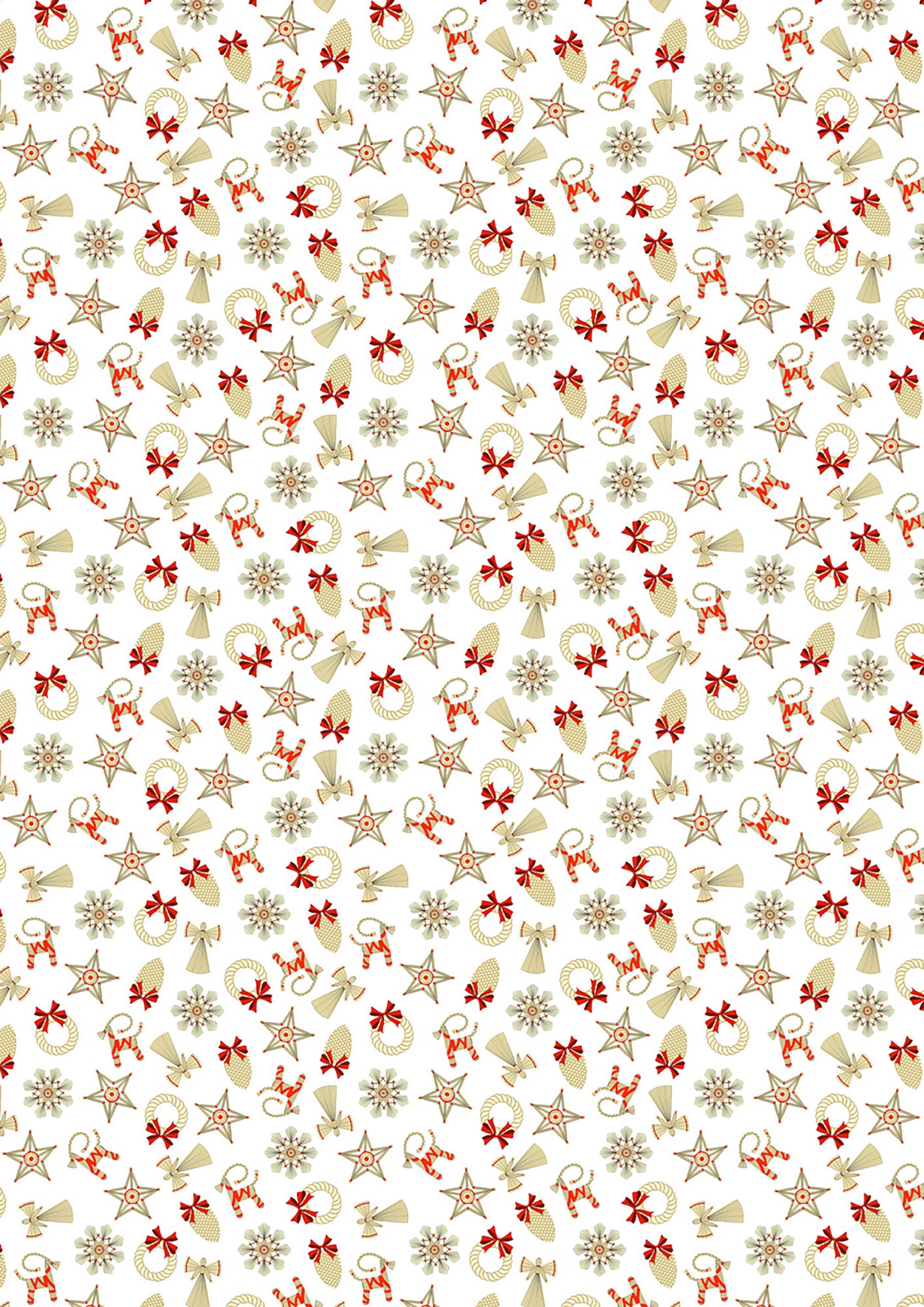 Norwegian Christmas - Straw Decorations Small on White