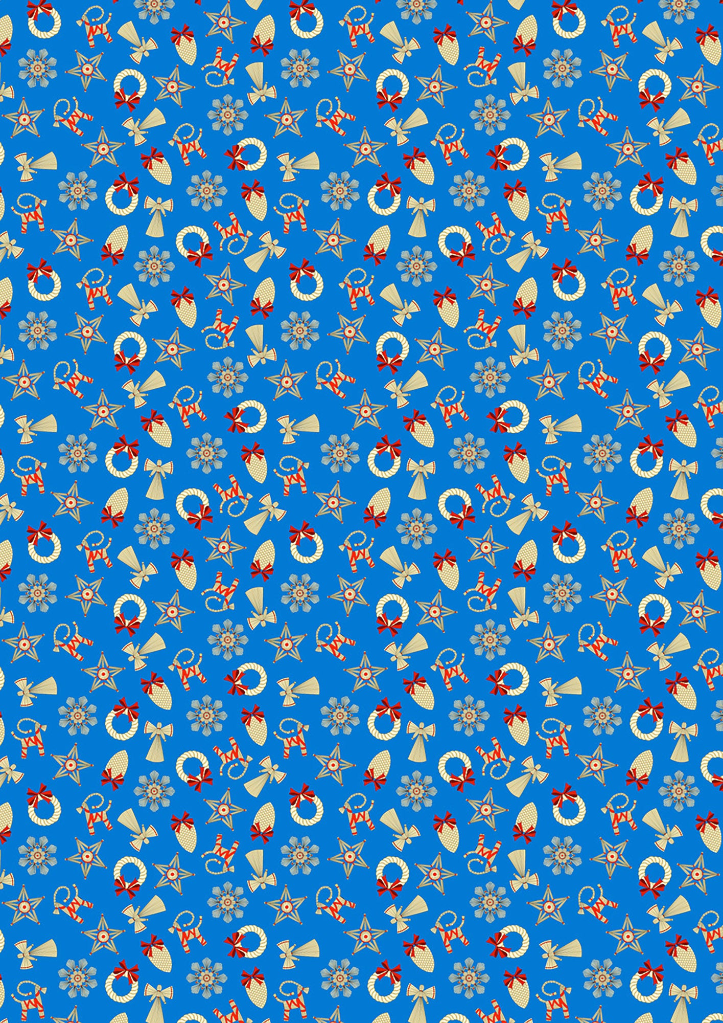 Norwegian Christmas - Straw Decorations Small on Blue