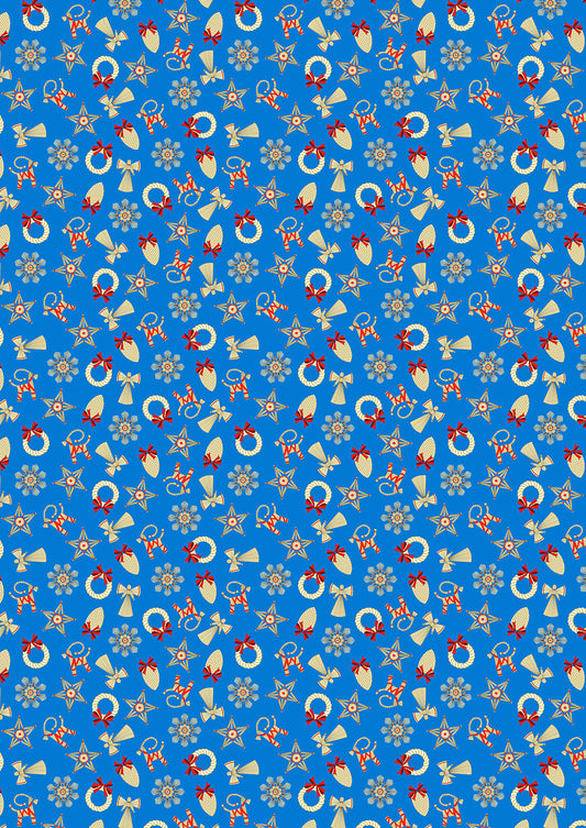 Norwegian Christmas - Straw Decorations Small on Blue