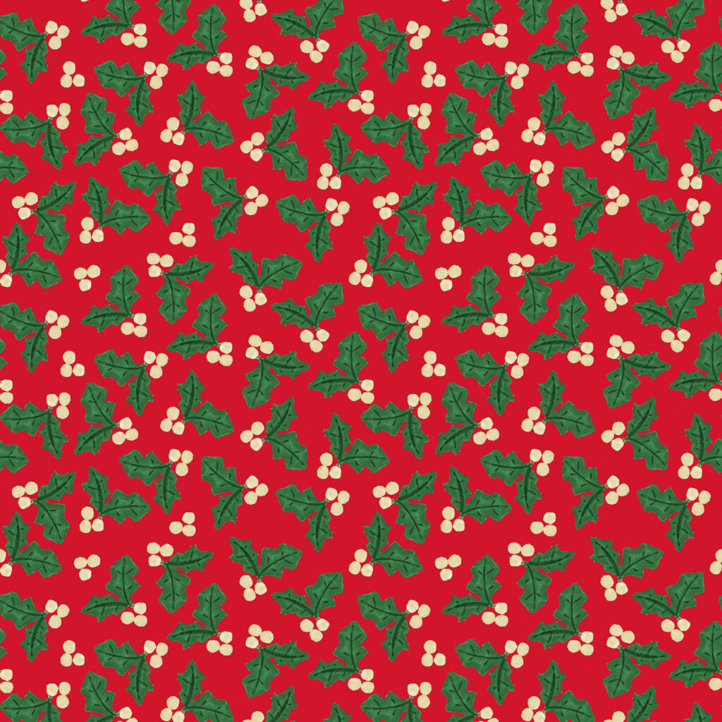 Merry Happy Christmas - Holly Festive Red