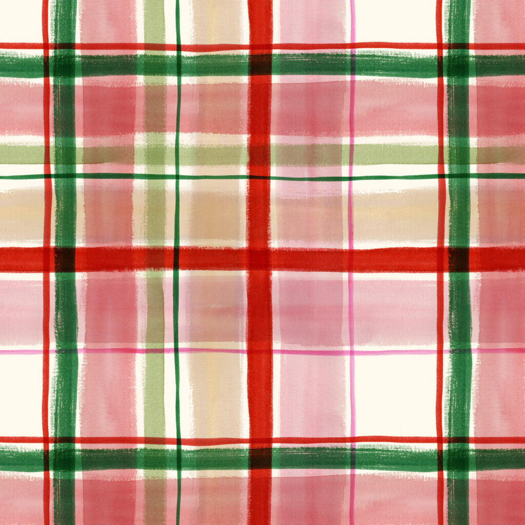 Merry Happy Christmas - Christmas Tartan Red