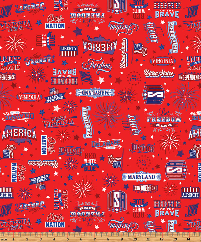 Patriotic Words Red