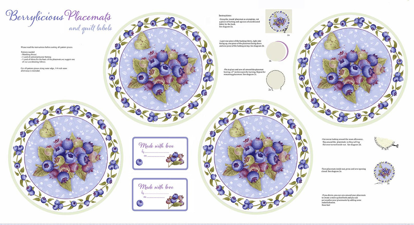 Berrylicious - Placemat Panel 24 Inch by Jane Shasky for Henry Glass Fabrics