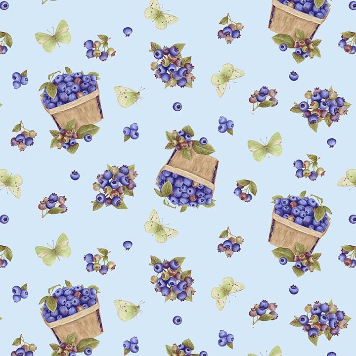 Berrylicious - Tossed Baskets and Berries by Jane Shasky for Henry Glass Fabrics