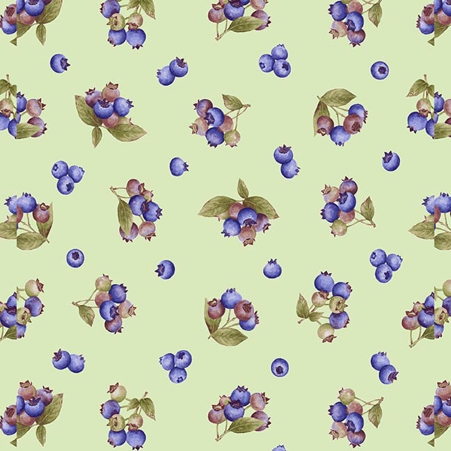 Berrylicious - Tossed Blueberry Sprigs by Jane Shasky for Henry Glass Fabrics