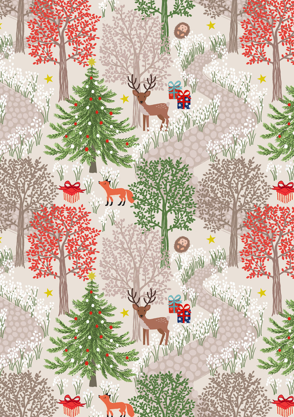Christmas in Bluebell Wood - Cream With Metallic