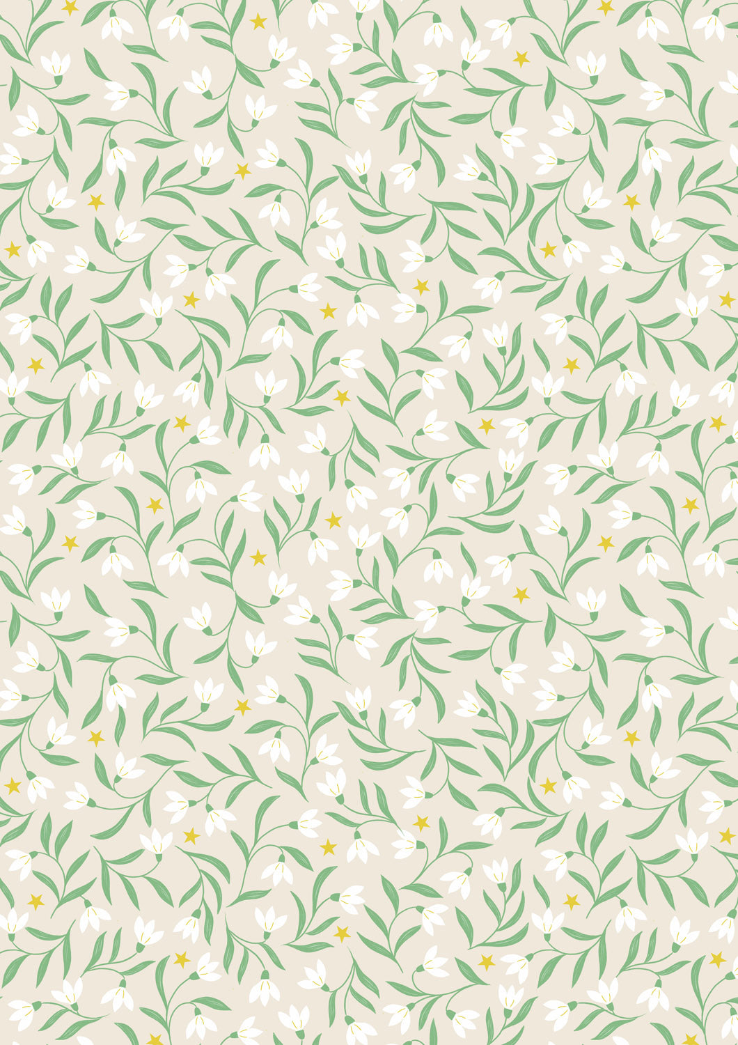 Christmas in Bluebell Wood - Snowdrops On Cream With Metallic
