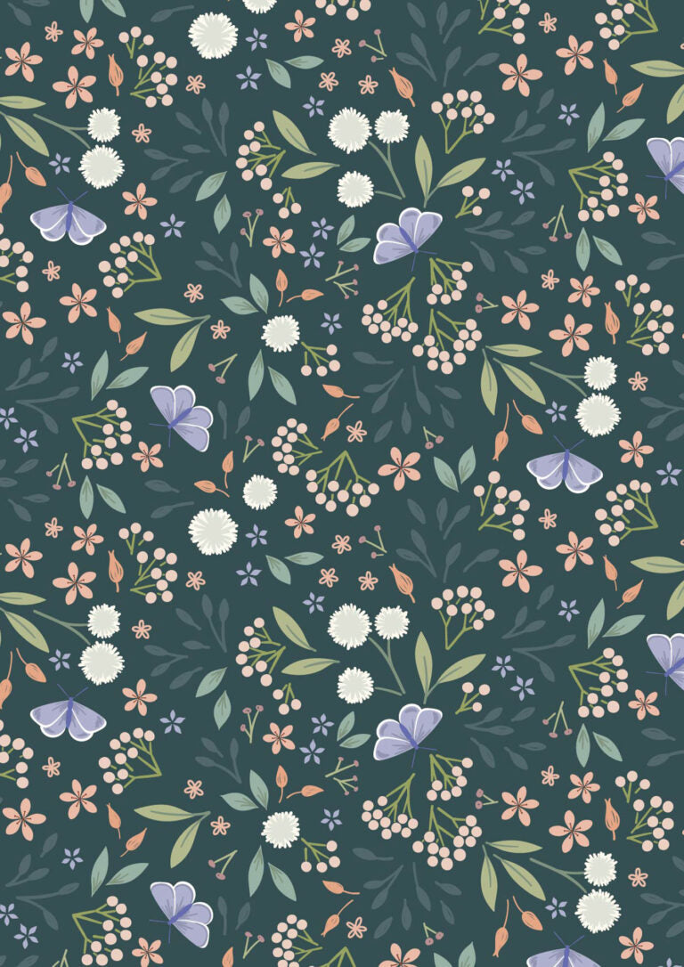 Floral Odyssey - Deep Teal