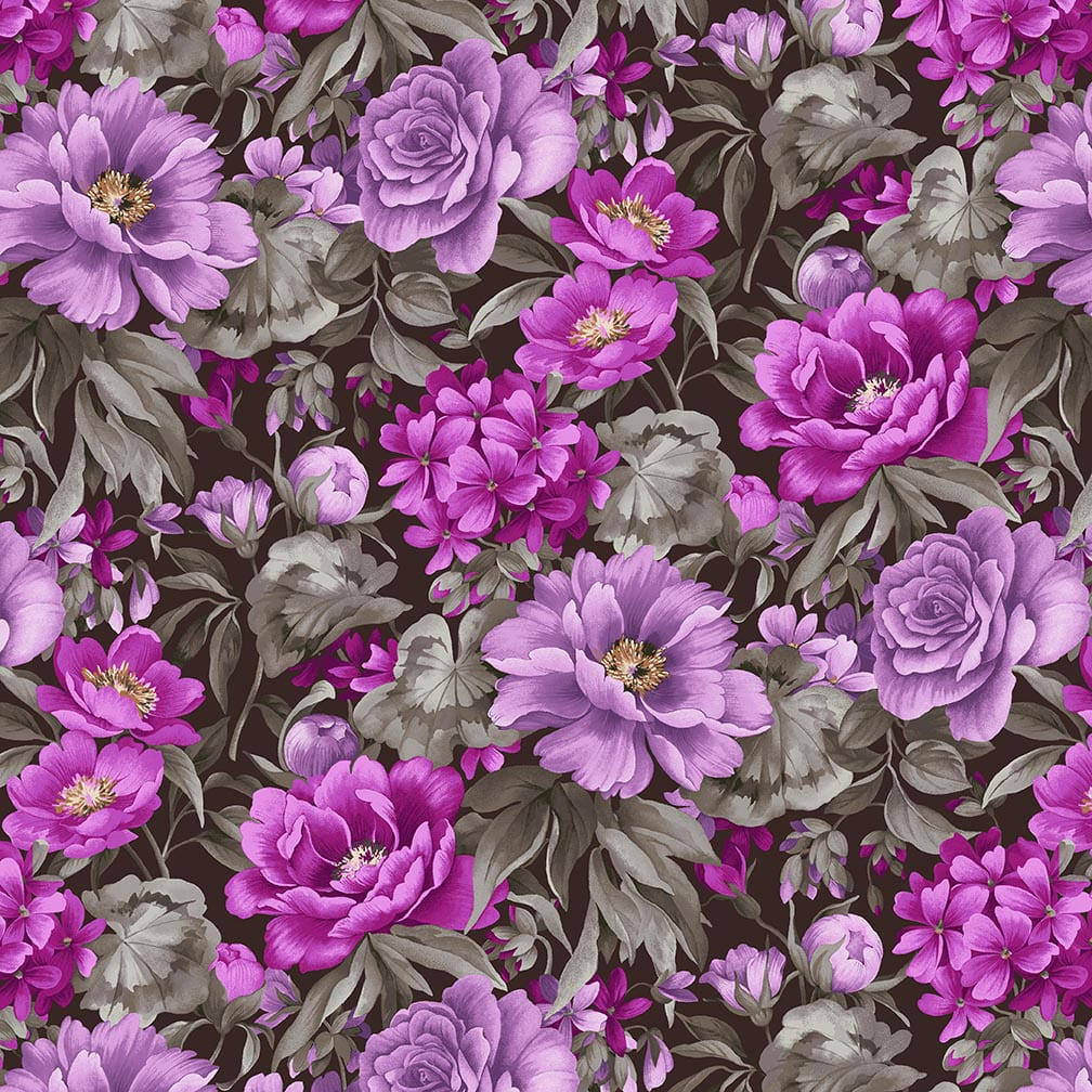 Dots and Holes - Large Flowers Chocolate Karen Montgomery