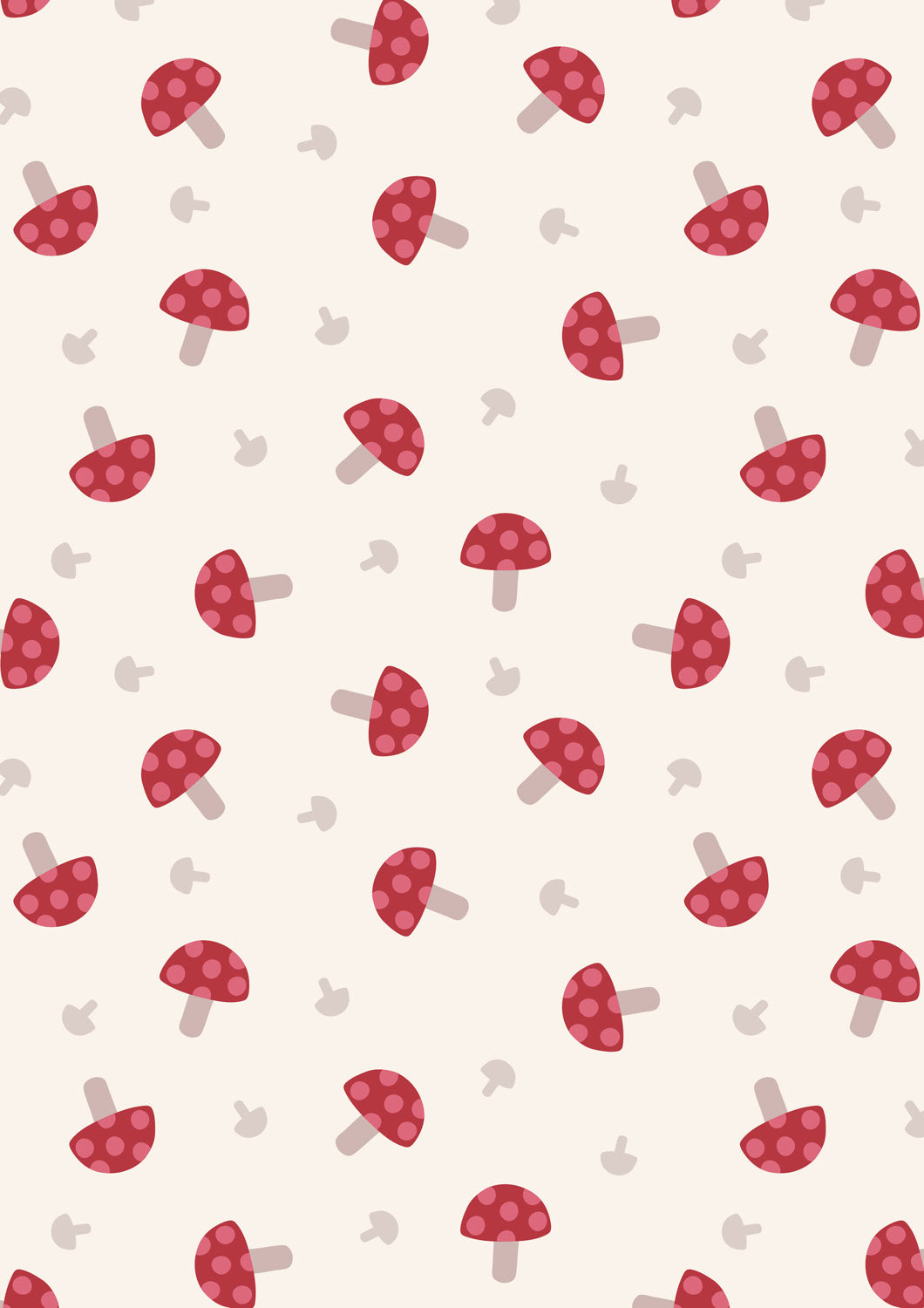 Country Comforts - Red Toadstools on Cream Flannel