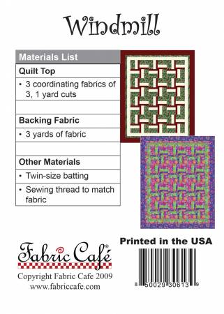 Three Yard Quilt Pattern - Windmill