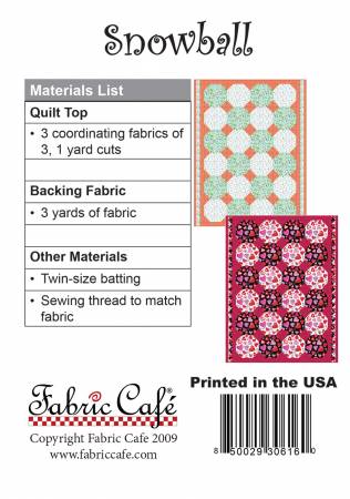 Three Yard Quilt Pattern - Snowball