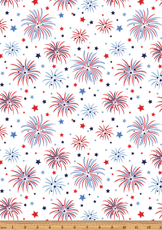 Patriotic Fireworks White