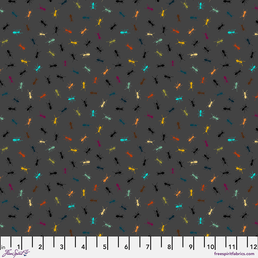 Garden Bed - Ants Gray Rachel Hauer FreeSpirit Fabrics