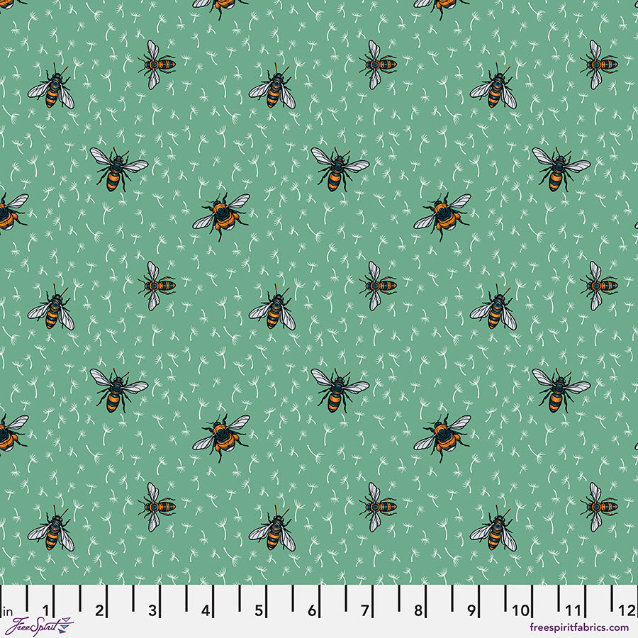 Garden Bed - Bees Mint Freespirit Fabrics Rachel Hauer