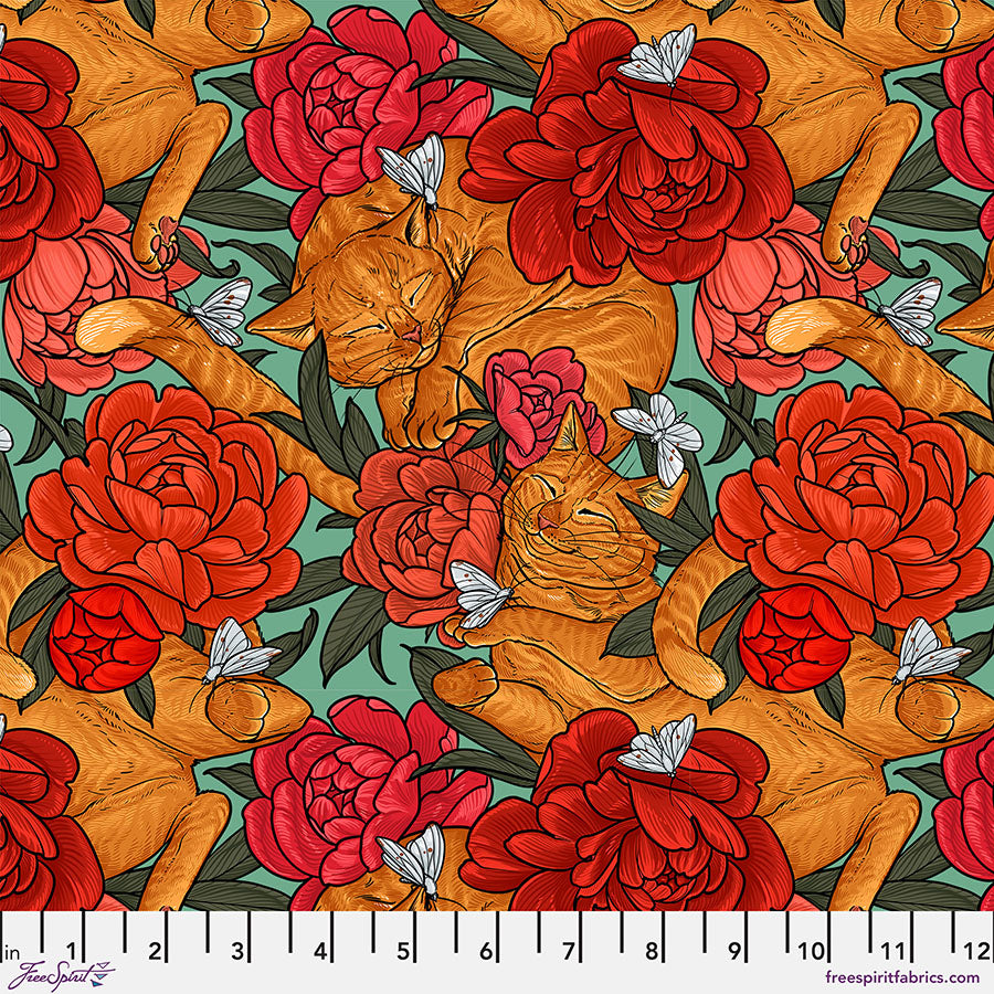 Garden Bed - Cat Nap Mint by Rachel Hauer FreeSpirit Fabrics