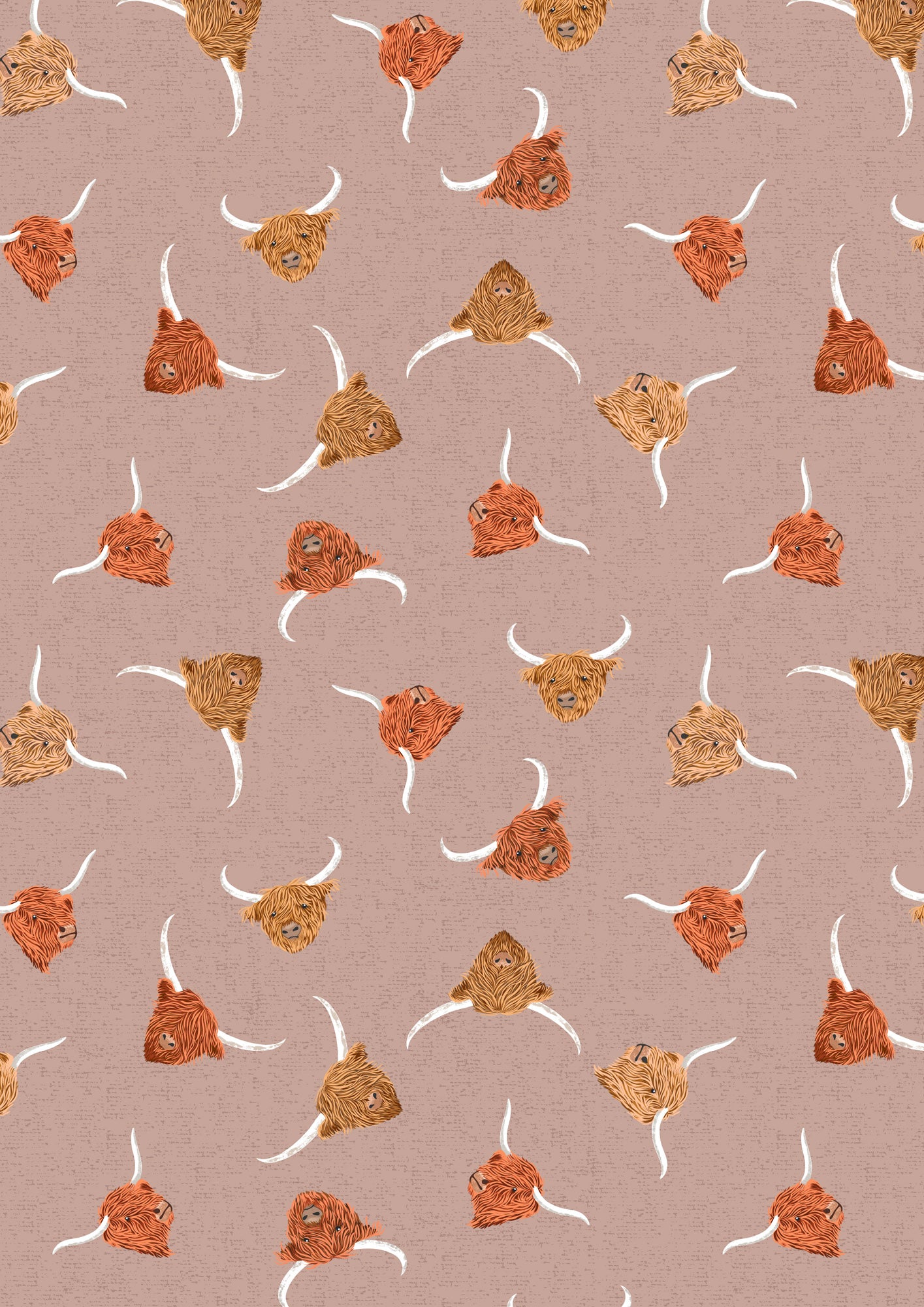 Highlands cows on light brown Lewis and Irene Fabrics