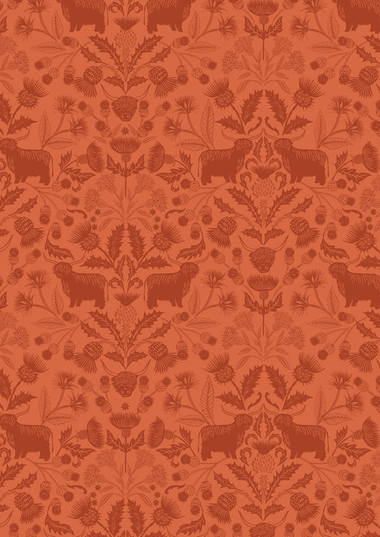 Highlands on highland orange Lewis and Irene Fabrics