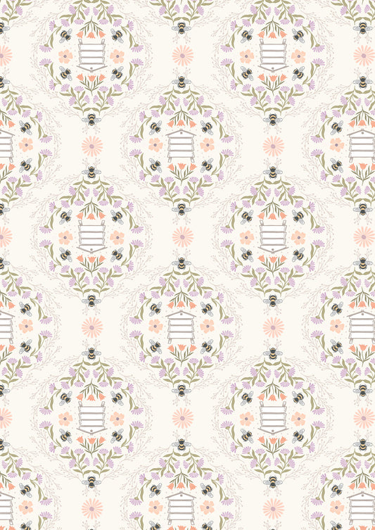 Honey Sweet Bee Hives On Cream Lewis and Irene Fabrics