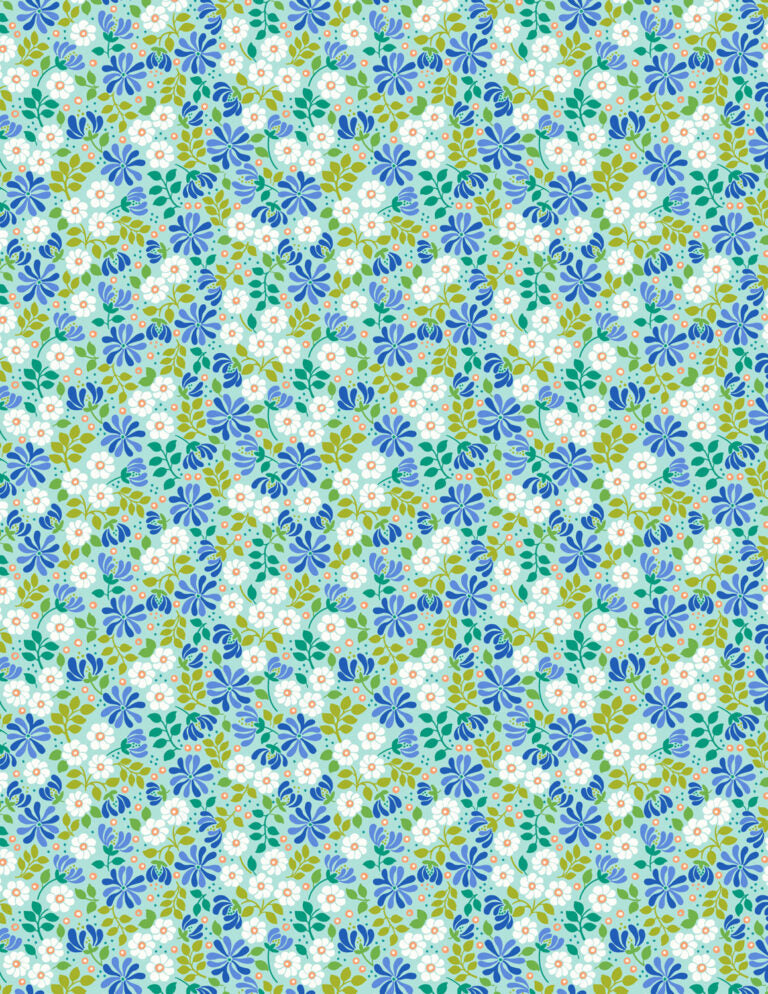 Boho Blooms - Floral Burst Aqua and Blue