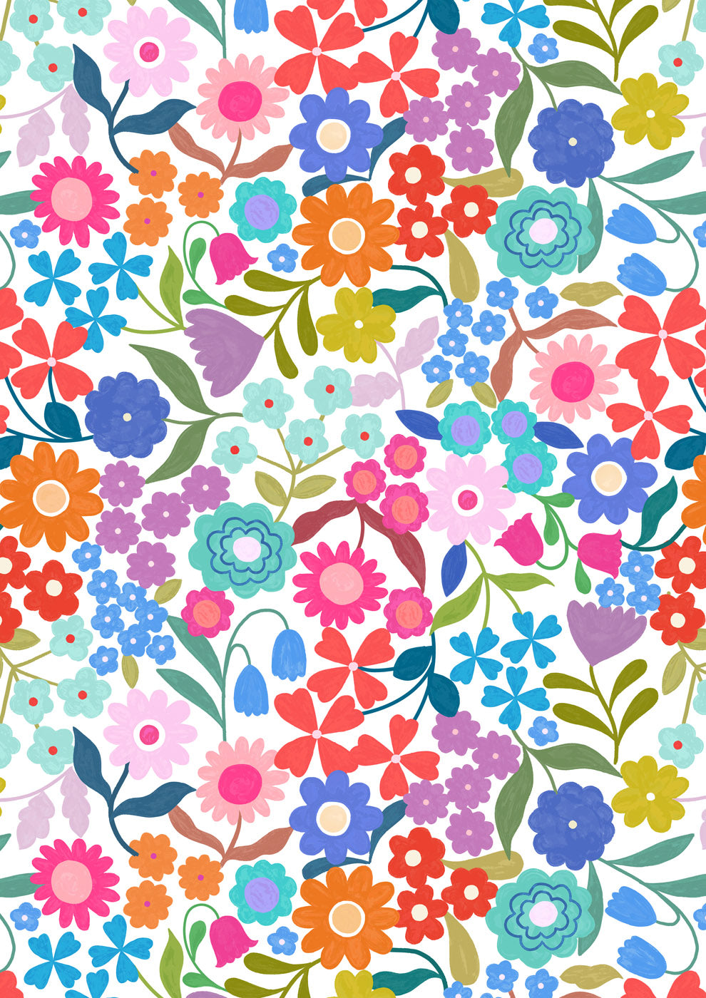 Patchwork Joy - Joyful flowers On Cream